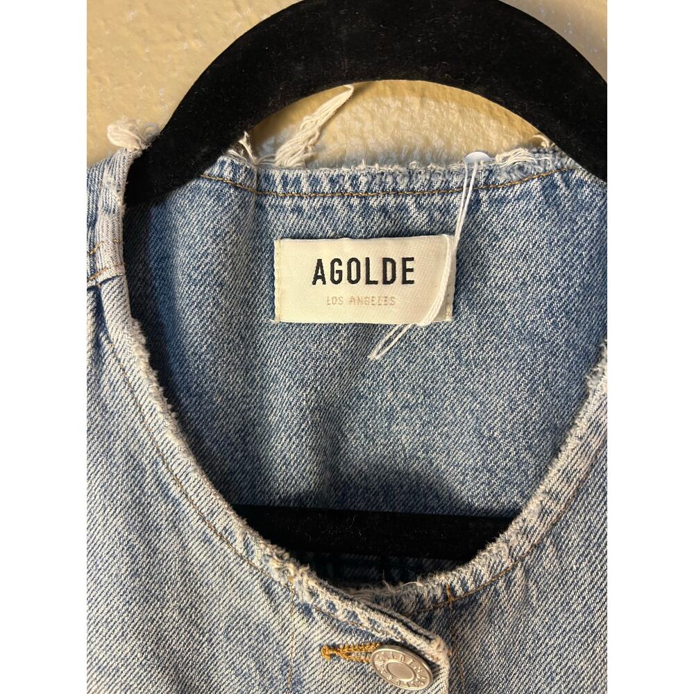 AGOLDE Leo Sleeveless Distressed Denim Vest Size M - Picture 3 of 7